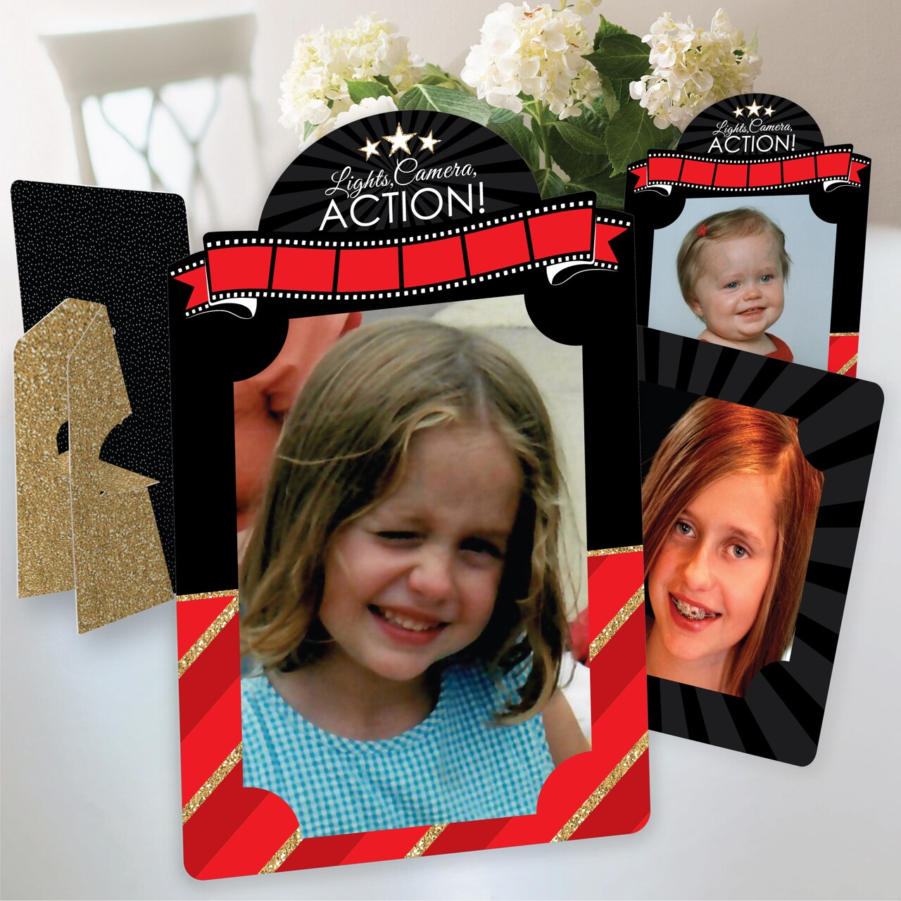 Big Dot of Happiness Red Carpet - Movie Night Party 4x6 Picture Display - Paper Photo Frames - Set of 12